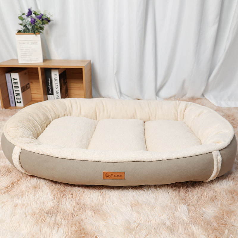 Linen Round Pet Bed Mat With Non-Slip Base - A Must-Have for Your Furry Friend